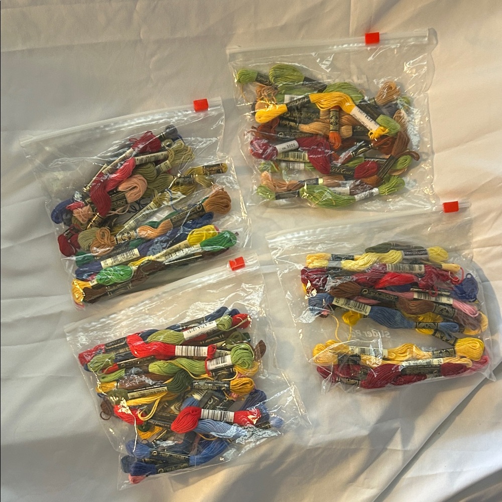 4 bags of embroidery floss different colors&brands 20 skeins in each bag